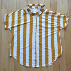 NWT LuLaRoe Charlie Button Down Shirt Size XL White Orange
